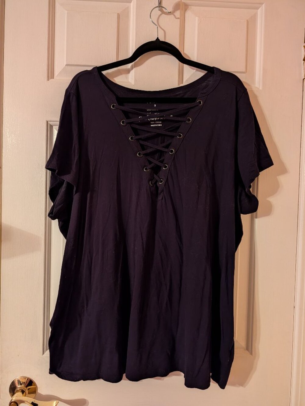 Torrid Lace up Black Classic Fit T-Shirt ~ 3/3X/22-24
